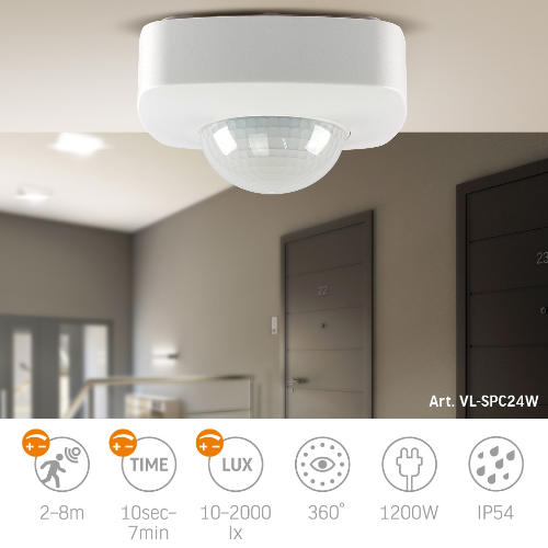 Датчик руху та освітленності 1200W 220V інфрачервоний VL-SPC24W Videx | Зображення 4