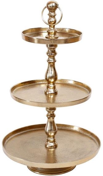 Блюдо фуршетна стійка "Amber" 3 яруси Ø25/Ø35/Ø45см, висота 75см, метал, золото антик