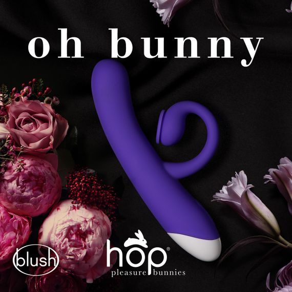 Подвійний вібратор з технологією пульсації повітря Blush Oh Bunny, фіолетовий, 19.6 х 3.1 см Sex Aura | Зображення 1
