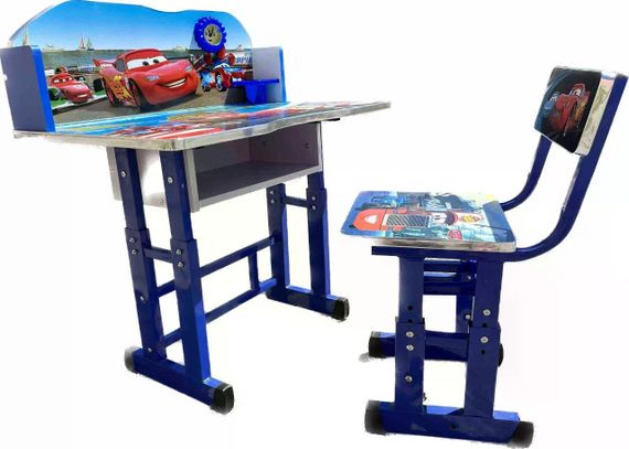 Набір дитячих меблів Disney Cars біло-блакитний • Регульована дитяча парта Disney Cars зі стільцем, полицею та підставкою для ніг | Зображення 3