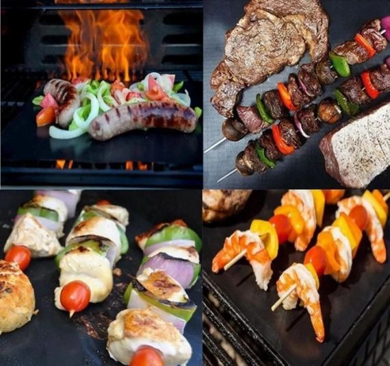 BBQ grill sheet гриль мат портативний антипригарним покриттям 33 Х 40 см для овочів, м'яса, морепродуктів | Зображення 1