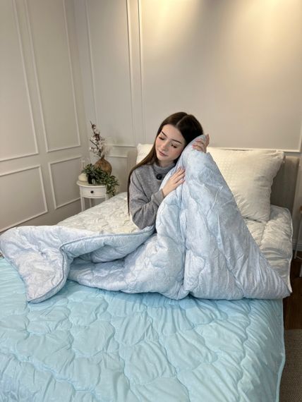 Ковдра полуторна подвійна 4 сезони з холлофайбера Arda 21555 142х210 см блакитна | Зображення 5