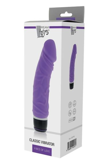 Класичний вібромасажер реалістичний на батарейках DreamToys VIBES OF LOVE, фіолетовий Sex Aura