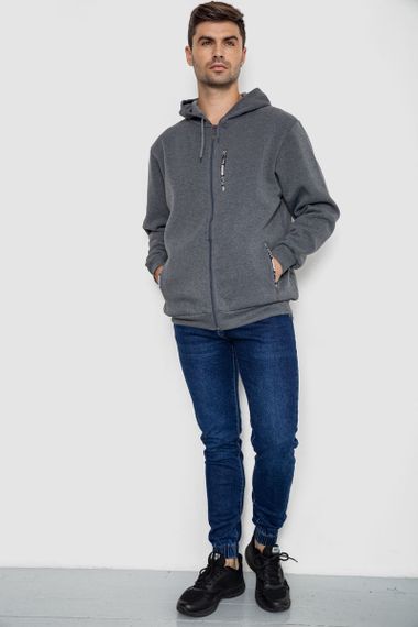 Кофта мужская на флисе с капюшоном 244R2563, цвет Серый | Зображення 1