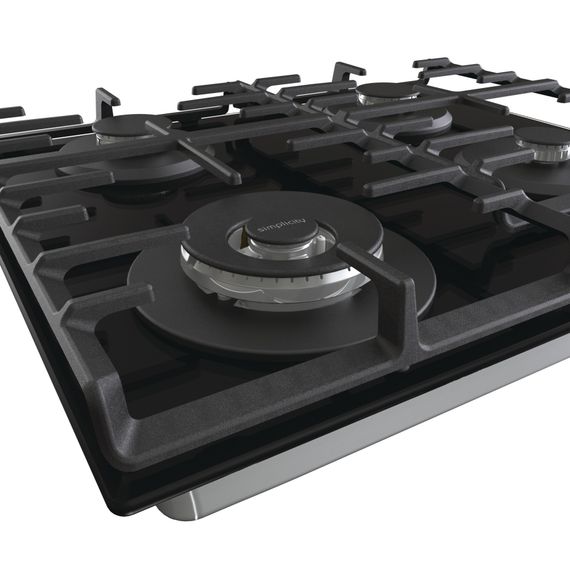 Варильна поверхня Gorenje GKTW642SYB/газ на склі/ електрозапалювання/таймер/ чавунна решітка/конфорка Wok/газконтроль/чорна (GKTW642SYB) | Зображення 3