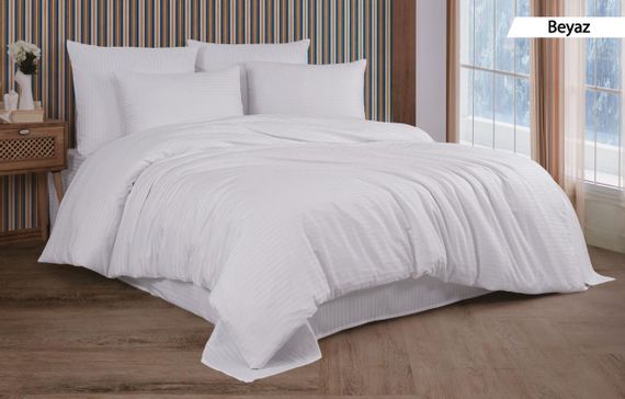 Постельное белье Cotton Shine Stripe Satin 200х220 Beyaz