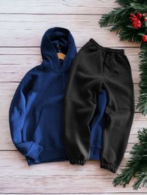 Женский теплый спортивный костюм на флисе DA2455 размер XS цвет сине-черный