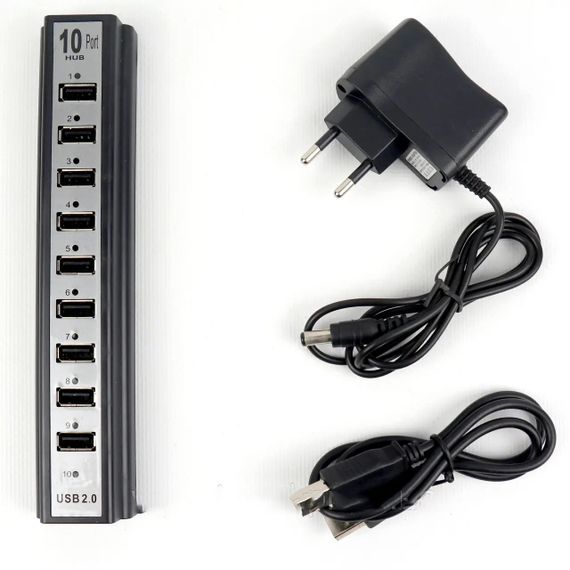 Розгалужувач USB HUB на 10 портів з активною зарядкою 220V. Колір чорний | Зображення 9