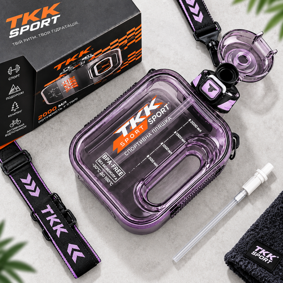 Бутылка TKK SPORT 1000 мл - фиолетовая спортивная бутылка для воды с Tritan, BPA Free, ударопрочная, герметичная | Зображення 4