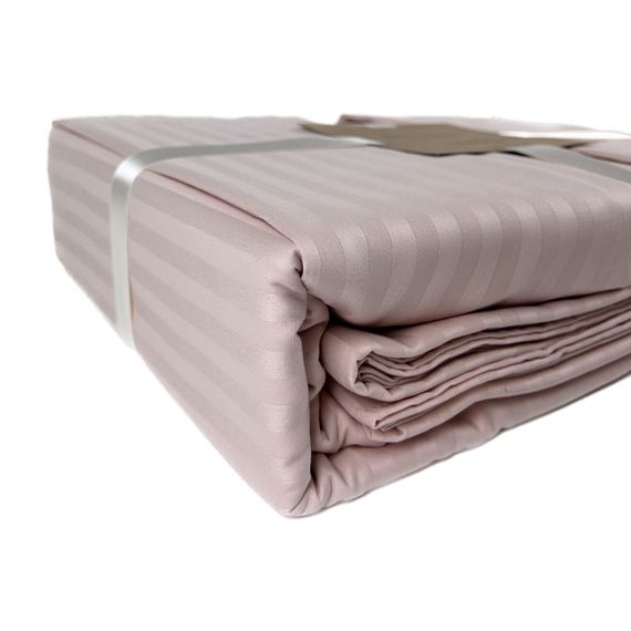Комплект постільної білизни SoundSleep Stripe Pudra сатин-страйп євро 200х220 см пудровий (2251736513014) | Зображення 4