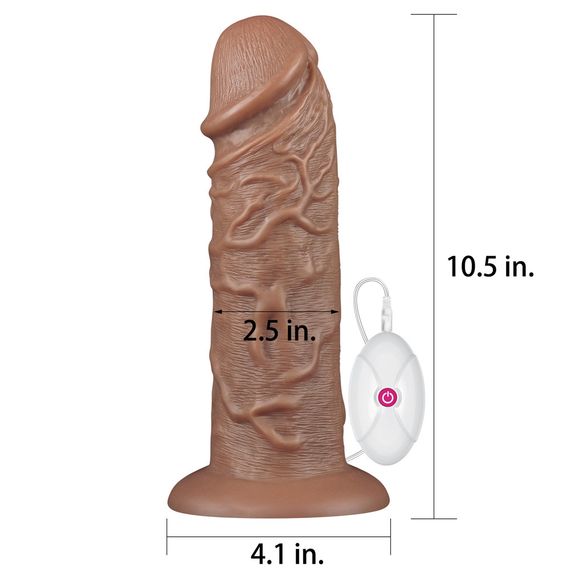 Реалістичний вібратор - King-Sized Realistic Chubby Vibrating Dildo 10.5" Brown Sex Aura | Зображення 1