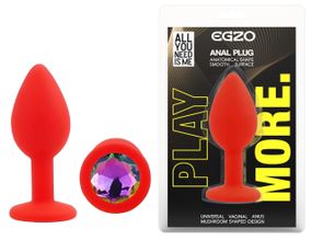 Силіконова анальна пробка EGZO - Silicone Red Round Plug Rainbow, size S Sex Aura