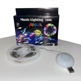 Гірлянда з музичними режимами 9,9 метрів, тепле біле світло 100 LED, кімнатна прикраса від USB