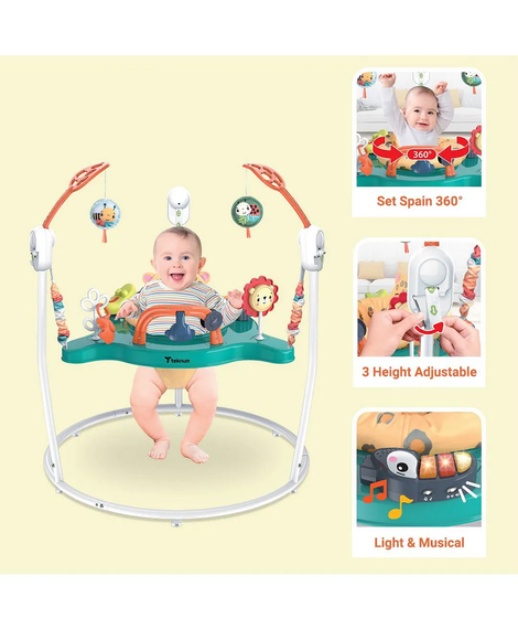 Детский игровой центр Fisher-Price Jumperoo с подсветкой и звуком / Развивающий игровой джемпер Зеленый | Зображення 8