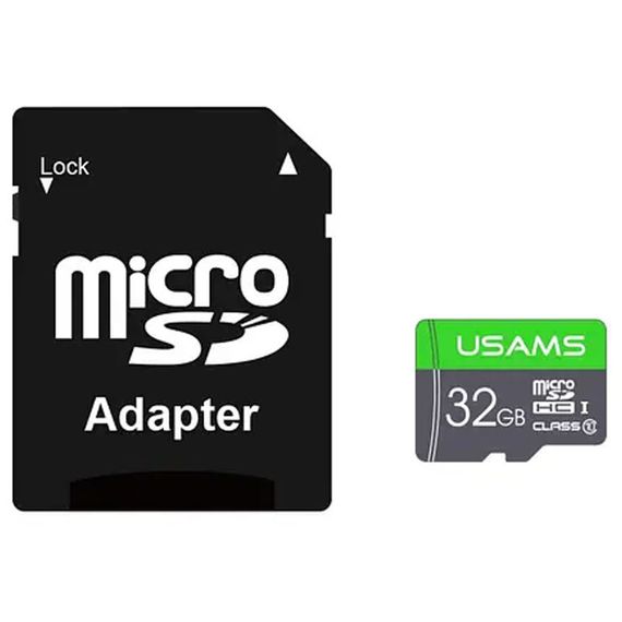 Карта пам'яті Usams US-ZB118 (TF High Speed Card) microSDHC Class 10 - 32GB (з адаптером) Green