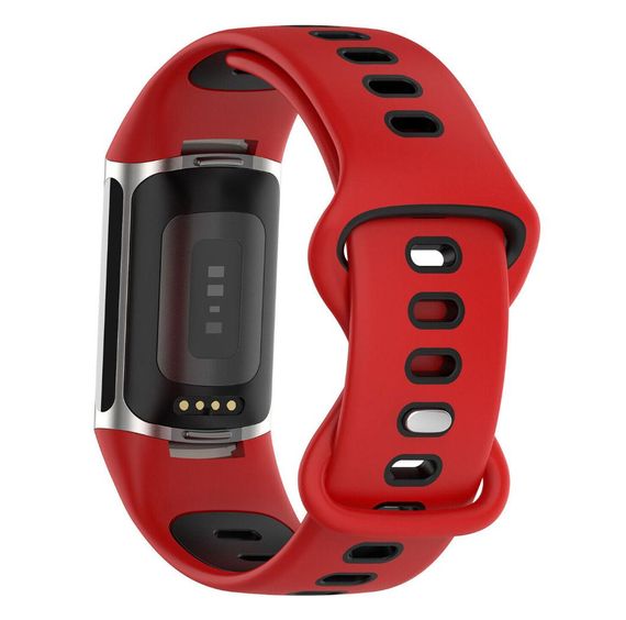 Силіконовий ремінець Primolux Sport для фітнес браслета Fitbit Charge 5 / Charge 6 - Red&Black / розмір М | Зображення 3