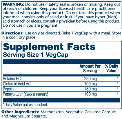 Betaine HCl 250mg - 180 vcaps | Зображення 1