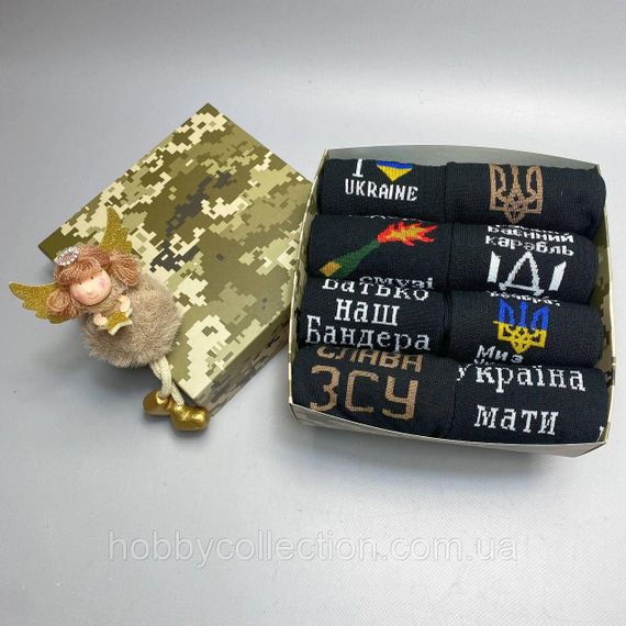 Бокс чоловічих патріотичних шкарпеток 40-45 р на 8 пар у подарунковій коробці | Зображення 3