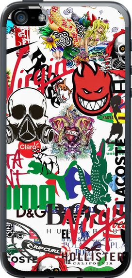 Чехол на iPhone 5 Many different logos "4022u-18-17620"