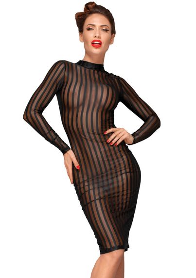 Сукня прозора в смужку Noir Handmade F182 чорна, XXL Sex Aura