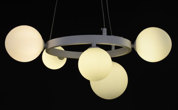 Люстра підвісна на 5 лампочок 27847 Білий 40-150х52х52 см. | Зображення 6