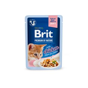 Влажный корм для котят с курицей Brit Premium Delicate Fillets in Gravy Chicken for Kitten, 85 гр