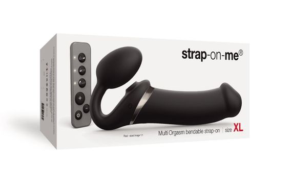 Безремневой вибрострапон с вакуумной стимуляцией Strap-On-Me MULTI ORGASM Black XL, регулируемый | Зображення 7