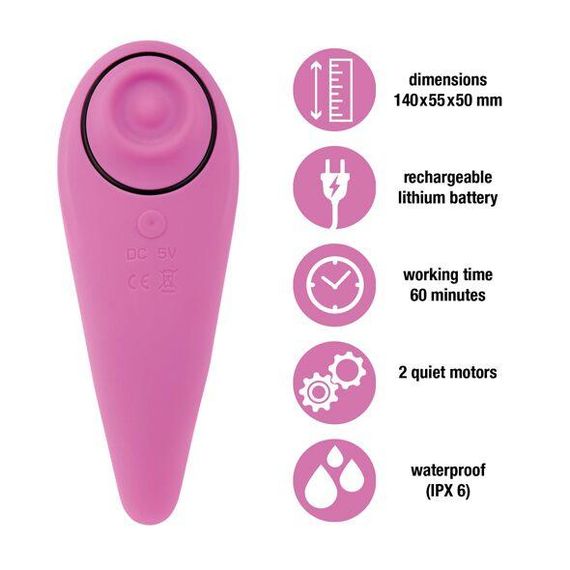 Пульсатор для клітора плюс вібратор FeelzToys - FemmeGasm Tapping & Tickling Vibrator Pink sexstyle | Зображення 2
