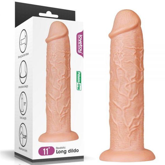 Реалістичний Фалоімітатор, дилдо на присосці 11" King-sized Dildo Flesh Sex Aura | Зображення 1