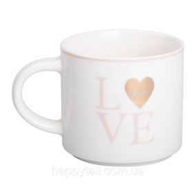 Чашка фарфоровая 350 (мл) для кофе и чая Love Белая RX-N240126WL