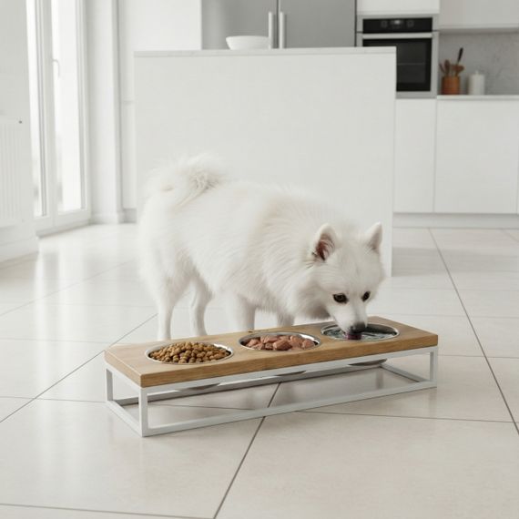 Миски на подставке для котов и маленьких собак Hollky Base Bar (3 × 0,45 л) Bar-54187-WHWH | Зображення 1