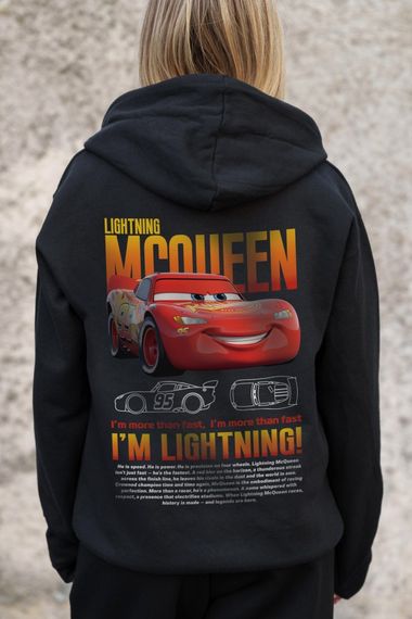 Утеплене зіп худі на флісі зіпер з принтом Mcqueen Without Kane Black | Зображення 5
