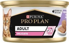 PRO PLAN® DELICATE (ПРО ПЛАН ДЕЛІКЕТ). Паштет з індичкою. Консервований порційний повнораціонний корм для дорослих котів з чутливою системою травлення. 85 г