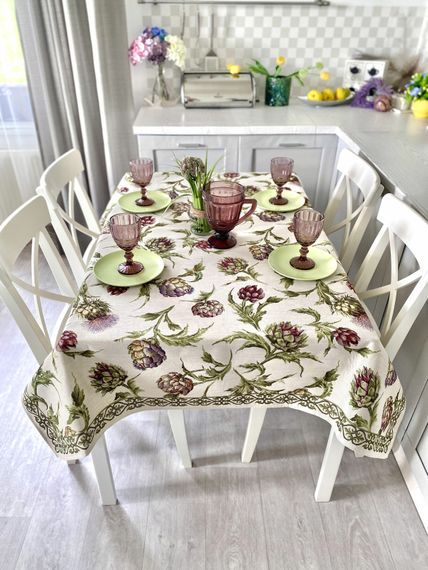 Скатертина гобеленова ARTICHOKE Limaso, 137x220, Прямокутна, Квітковий, Без люрексу, 60% поліестер, 24% бавовна, 16% акрил, Гобелен | Зображення 3