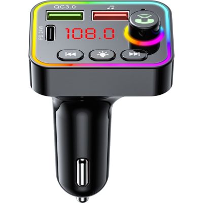 FM модулятор Havit HV-FM819BT USB-A+USB-C PD24W RGB Black (HV-FM819BT) | Зображення 3