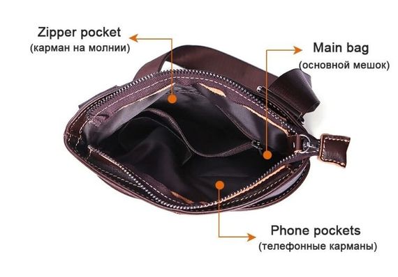 Мессенджер мужской Vintage 14730 Коричневый | Зображення 6