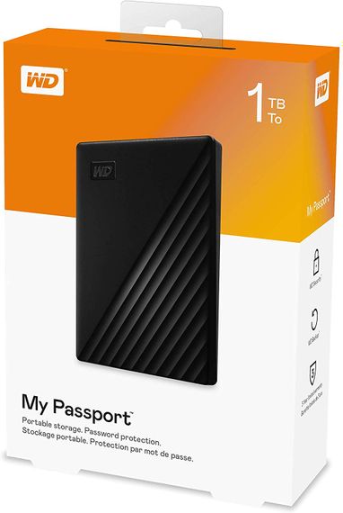 Жесткий диск WD 2.5&quot; USB 3.2 Gen 1 1TB My Passport Black (WDBYVG0010BBK-WESN)
