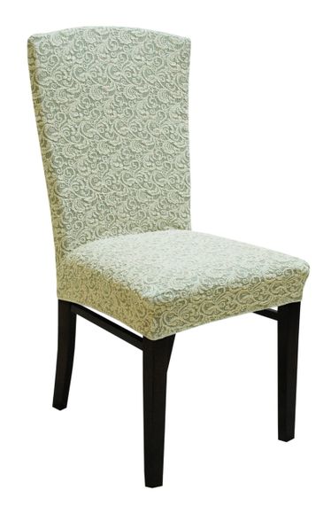 Жаккардовые чехлы на стулья без юбки Ванильные