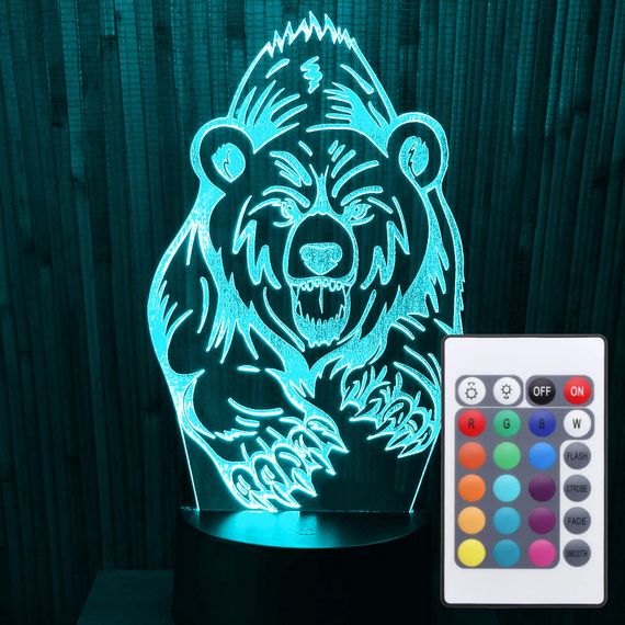 Акриловый светильник-ночник с пультом 16 цветов медведь tty-n000210