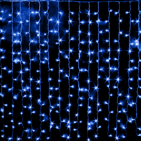 Гірлянда 72LED Штора Blue, мідний провід, 4 x 0,3 метра, прозора ізоляція, BOX