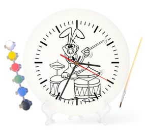 Детский набор для творчества часы раскраска Зайчик барабанщик 30 см (Г0197)