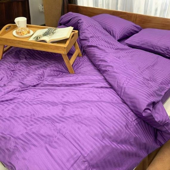 Комплект постельного белья двоспальный MakSon Elegant Purple, страйп-сатин, 100% хлопок (019-1175210С) | Зображення 1