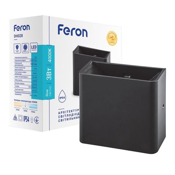 Архитектурный светодиодный накладной светильник Feron DH028 3 Вт 4000 К, черный