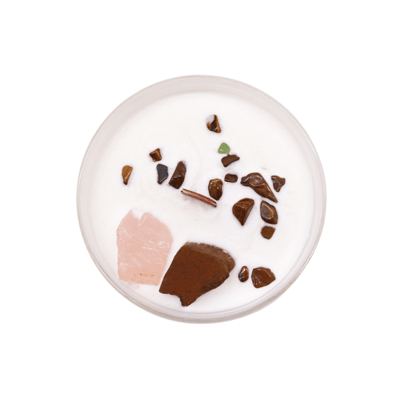 Свічка соєва з камінням  Сакральна Чакра дерев'яний гніт 360г Chakra 5056368333262 | Зображення 1