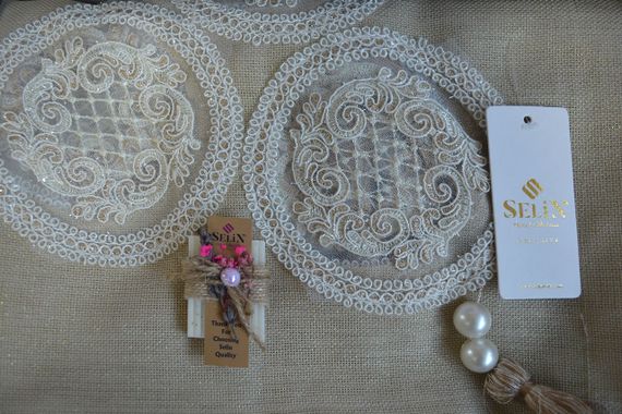 Льняная скатерть Selin Cansu 160×350 Бежевая | Зображення 3