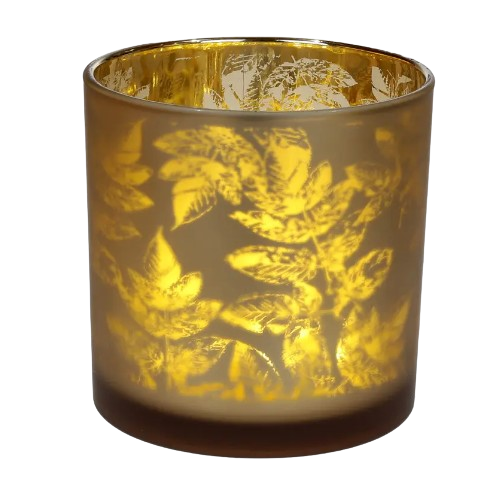 Свічник скляний з малюнком Листя коричневий БОНА ДИ | Зображення 1