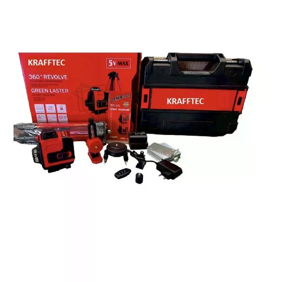 Акумуляторний лазерний рівень KRAFFTEC 4D 16 ліній з Bluetooth і штативом | Зображення 1