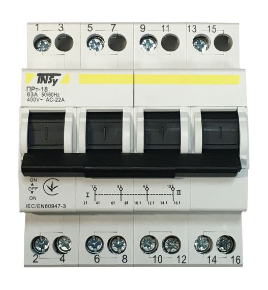 Переключатель-разъединитель ПРт-18 "1-0-2" 4Р 63А Ny95506271