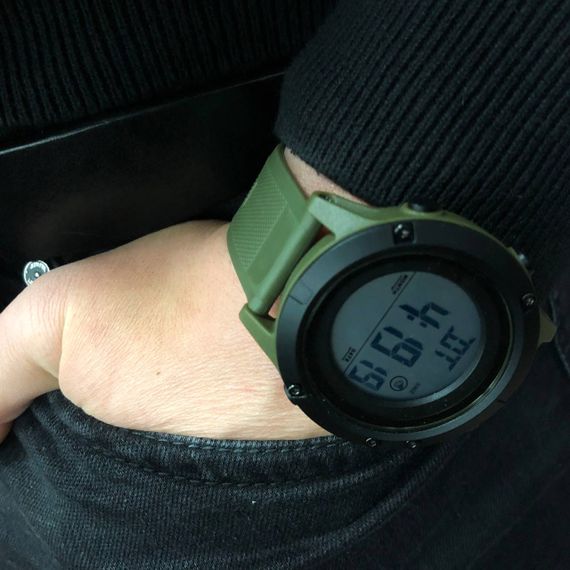 Годинник наручний чоловічий SKMEI 1508AGWT ARMY GREEN-WHITE, Водонепроникний чоловічий годинник. Колір: зелений | Зображення 7