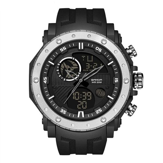 Чоловічий годинник Sanda 6012 Black-Silver